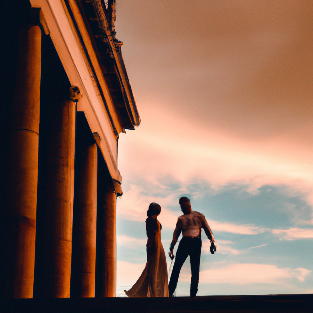 Boda minimalista en Madrid con pareja al atardecer — imagen generada
